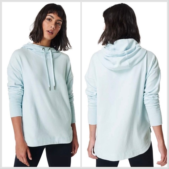 Flawed Sweaty Betty Escape Luxe Fleece Hoodie in Alpine Blue Sz S - Picture 1 of 16